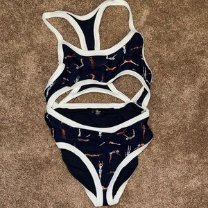 aerie cutout Swimsuit with Diver Print